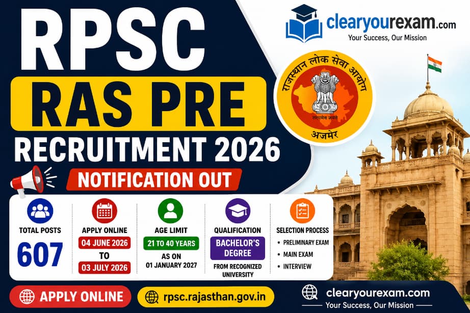RPSC RAS Recruitment 2026 Apply Online for 607 Posts, Notification Out